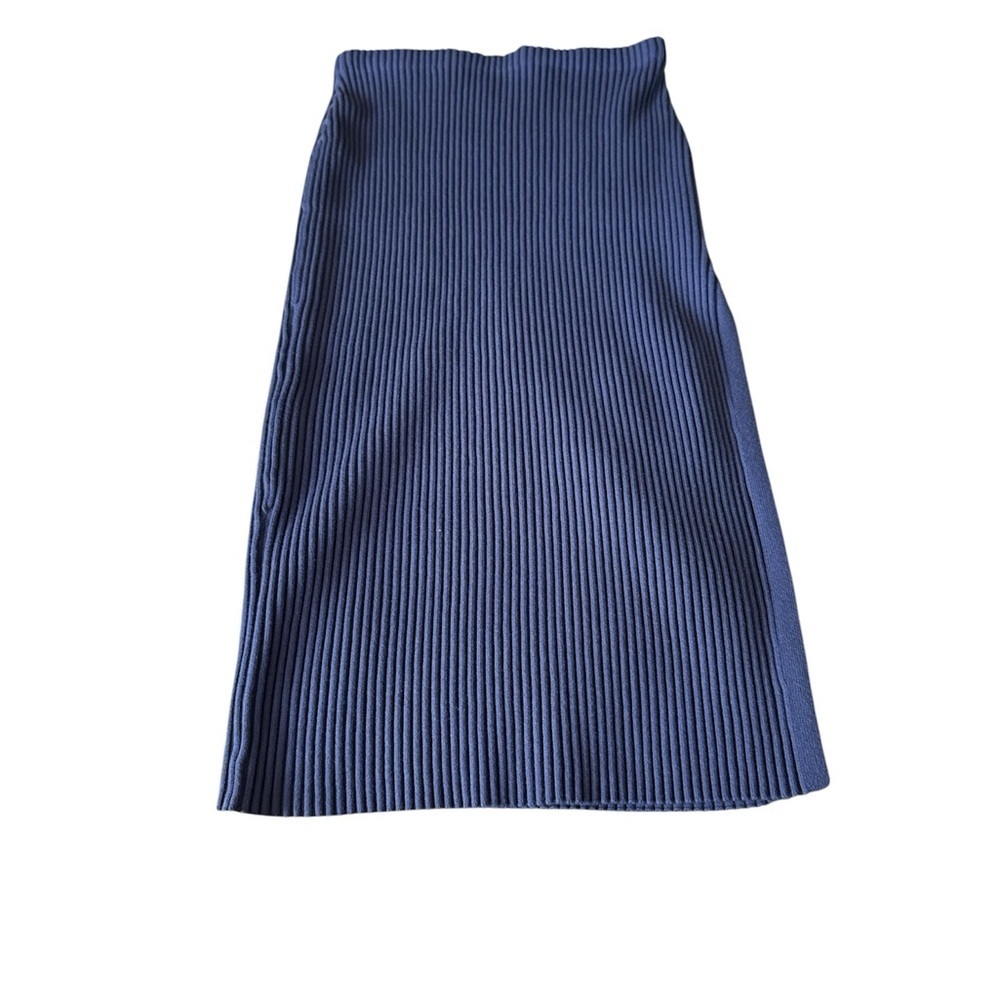 🔥3/$20🔥 Open Edit Blue Ribbed Side Slit Women's Skirt Size Medium
